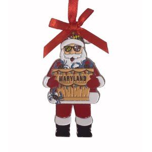 Maryland Santa Metal Holiday Tree Ornament - NEW Fast Ship